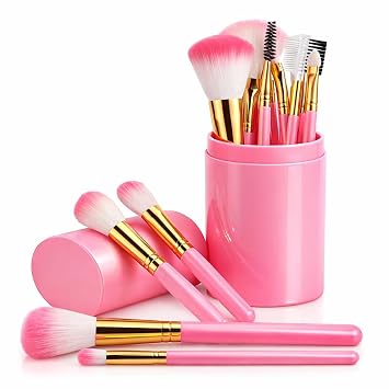 Juego de 12 brochas de maquillaje profesional con cerdas sintéticas suaves, base, rubor, brochas de sombra de ojos, incluye estuche de viaje portátil para artistas de maquillaje en movimiento
