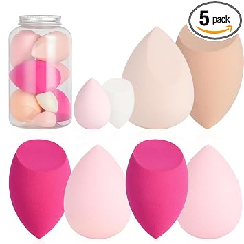 COSTICA - Juego de esponjas de maquillaje, 8 esponjas de belleza para base, crema y polvo, esponja de belleza multicolor para maquillaje con 2 mini esponjas de maquillaje (rosa)