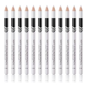 Go Ho 12 lápices delineadores de cejas blancos, lápiz de maquillaje de sombra de ojos blanca, lápiz de maquillaje iluminador de ojos a prueba de sudor, bolígrafo de gel de cejas de color agradable de larga duración, palitos de tinte de cejas