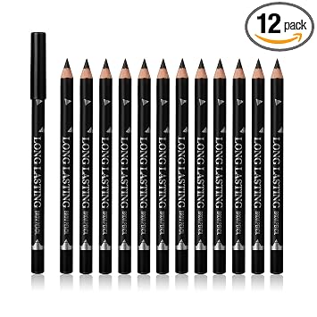 12 unids lápiz negro de la ceja, pluma impermeable del maquillaje
