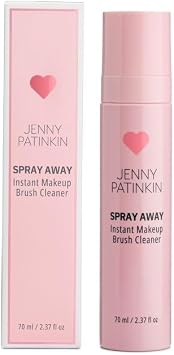 JENNY PATINKIN Spray limpiador de brochas de maquillaje instantáneo, solución limpiadora para brochas de maquillaje, esponja de maquillaje y soplo de polvo, spray desinfectante profesional y de tamaño de viaje, secado rápido. (2.37 onzas líquidas)