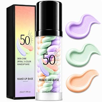 Imprimación 3 en 1 para la cara antes del maquillaje, crema aislante de protección solar SPF 50, base de maquillaje corrector de color en un paso, control de aceite e imprimación hidratante para un