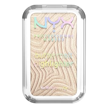 NYX PROFESSIONAL MAKEUP Resaltador Buttermelt, Maquillaje Iluminador en Polvo, Con Hasta 12H de Duración y Brillo de Alto Impacto - 05 Bright and Butta (Champán Claro)