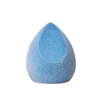 JUNO & Co. Esponja de Maquillaje de Microfibra, Tecnología de Doble Capa para Cobertura Completa, Mezcladora de Maquillaje Impecable para Base, Polvo y Crema (Estilo Terciopelo y Color Azul)