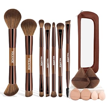 7 brochas de maquillaje de base con esponja de maquillaje y estuche de