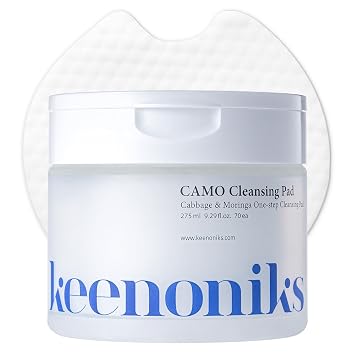 keenoniks Almohadilla de limpieza coreana de un solo paso: limpia profundamente, suaviza e hidrata la piel en 30 segundos, almohadillas dobles exfoliantes suaves, tamaño XL de 3.2 pulgadas (70