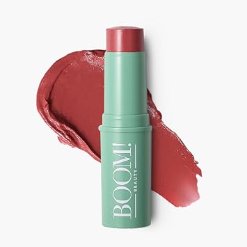 Boomstick Rose Nude ® - Rubor en crema todo en uno para mejillas, ojos y labios, de larga duración, difuminable en barra de maquillaje para piel madura, tinte de labios sin crueldad animal con