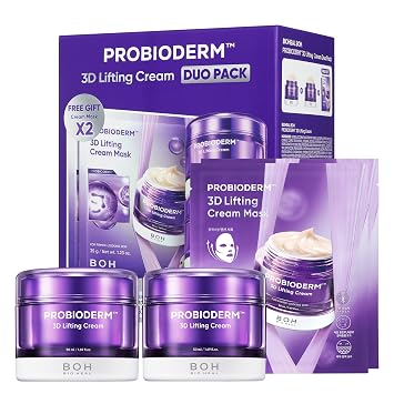 BIOHEAL BOH PROBIODERM™ 3D Crema Lifting Set Doble + Crema Máscaras | Crema Facial Antienvejecimiento Coreana para Arrugas y Reafirmación de la Piel | Máscara Facial de Péptidos para Levantar la Línea