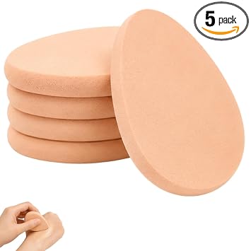5 esponjas de maquillaje liso beige, esponja de maquillaje impecable, esponja de polvo facial de 2.7 pulgadas, esponjas de espuma para maquillaje de base líquida, brochas de maquillaje de limpieza