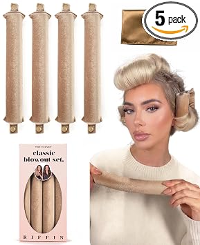 Rizos clásicos sin calor durante la noche, de terciopelo de agarre direccional mejorado, sin calor, rizadores de pelo para dormir, rodillos flexibles para cabello largo y grueso, cobertura completa