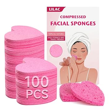 100 Esponjas Faciales Rosas Comprimidas | Esponjas de Maquillaje de Celulosa 100% Natural Ecológicas para Limpieza Suave, Exfoliación y Eliminación de Maquillaje Difícil | Productos Esenciales de