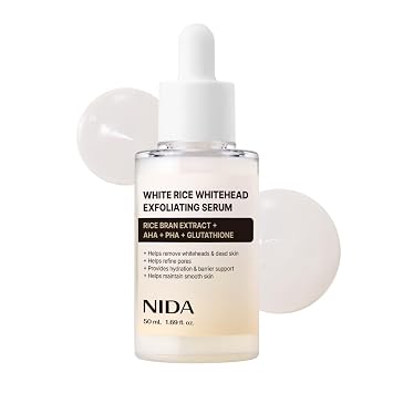 NIDA Suero exfoliante de cabeza blanca de arroz blanco | 1.69 onzas líquidas, 1.7 fl oz | Exfoliante facial suave diario removedor de células muertas de piel para todo tipo de piel, cuidado de la piel coreana