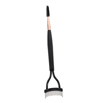 Cejas de acero inoxidable y separador de pestañas Cepillo de maquillaje compacto Peine de doble extremo para rutina de belleza
