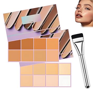 Paleta de corrector de crema mate suave de 8 tonos, base de color crema mate suave, cubierta con aplicador, corrector para ojeras, manchas y contornos, resistente al agua y de larga duración (M+ligero