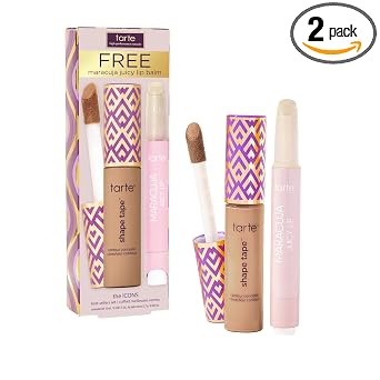 tarte icons shape tape concealer & maracuja juicy lip duo – Full Coverage Concealer for Dark Circles & Fine Lines with Hydrating Nourishing Lip Gloss Balm, Vegan & Cruelty Free