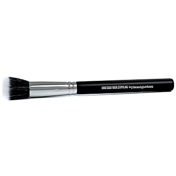 Beauty Junkees Brocha de punteado pequeña para maquillaje – Cepillo de fibra dúo para base de maquillaje líquido, brocha de mezcla