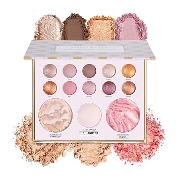 Paleta de maquillaje horneada, incluye bronceador, rubor, resaltador y 10