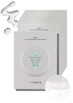 FINDIVE OFICIAL PDRN CICA Exosome Care Mask, PDRN (ADN sódico) 5,000 ppm, exosoma de Cica, colágeno Marin, calma, regenera la piel, cuidado de la piel coreano 1.05fl.oz* 8 hojas