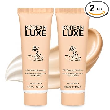Base de maquillaje que cambia de color, base facial líquida ligera, cobertura ligera a media, acabado natural, fácil de mezclar, mediano, 2 unidades