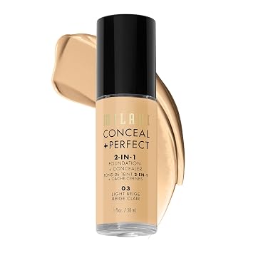 Milani Conceal + Perfect Liquid Foundation Makeup - Light Beige, 1 Fl. Oz