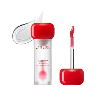 LANEIGE Tubo de tratamiento de brillo labial Flush Pop Peptide | Gel refrescante voluminizador y voluminizador | Cuidado de la piel coreano