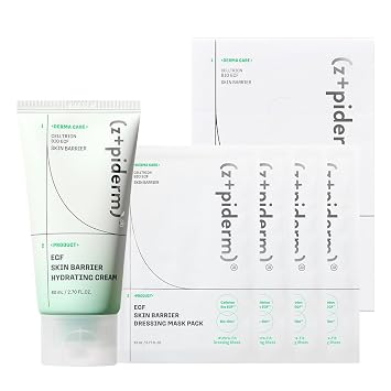 Zipiderm EGF Skin Barrier Moisture Duo – Crema hidratante en gel hidratante + máscaras de aderezo (4EA), juego coreano calmante y de apoyo de barreras para pieles sensibles, mixtas y propensas al acné