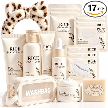 17 PCS Korean Skin Care Set,Rice Skin Care Set for Kids,Gifts Kit for Women