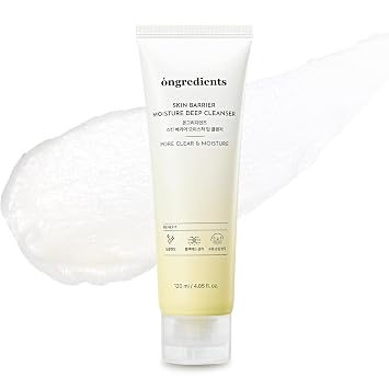 ONGREDIENTS Skin Barrier Moisture Deep Cleanser | Lavado facial diario para todo tipo | Centella, péptido, AHA, LHA, hidratante, calmante, apriete de poros, vegano, cuidado de la piel coreano, 4.06 onzas líquidas
