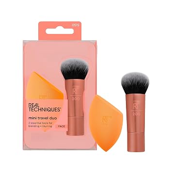 Real Techniques Mini Travel Duo - Juego de brochas de maquillaje, mini