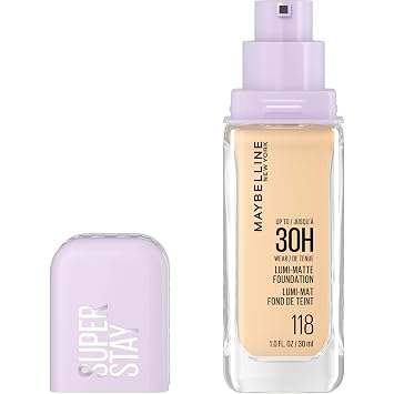 Maybelline Super Stay Base de Maquillaje Lumi-Matte de Cobertura Completa, Maquillaje de Base Ligera y Ajustable para Cobertura Completa de Hasta 30 Horas, 125, 1 Unidad