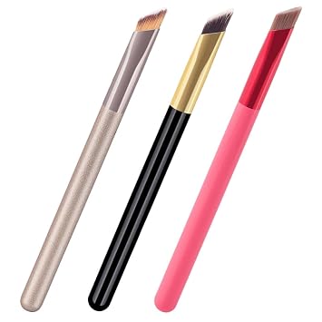 3pcs Makeup Brush Set with Angled Eyebrow Brush for Professional Eye Makeup and Eyebrow Styling