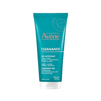 Avène Cleanance - Gel limpiador sin jabón para propenso al acné, graso, cara y cuerpo, sin alcohol
