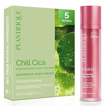 PLANTIFIQUE Korean Reedle Shot Serum 700 y mascarillas de hoja coreana para