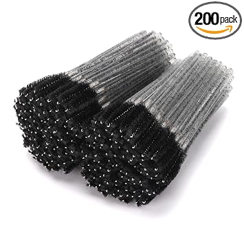 200 cepillos desechables para pestañas, varitas de rímel de cristal para extensión de pestañas de ojos, cejas y maquillaje, color negro