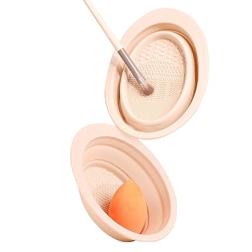 Limpiador de brochas de maquillaje de silicona plegable Tazón MSQ Cepillo de maquillaje Alfombrilla de limpieza portátil para cepillos, soplos de polvo y esponjas