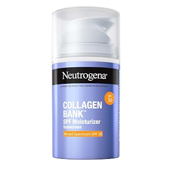 Neutrogena Collagen Bank Hidratante Facial con SPF 30 Protector Solar, Crema Anti-Envejecimiento de Colágeno para Cara y Cuello de Tamaño Grande, Micro-Péptido, Apoyo y Defensa del Colágeno Natural de
