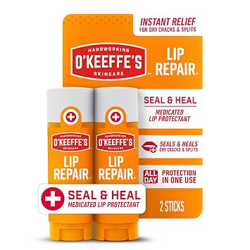 O'Keeffe's Lip Repair Seal & Heal Bálsamo labial medicado, paquete de 2