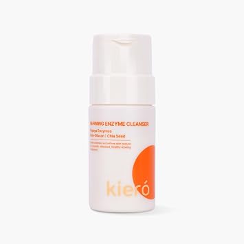 Kiero Refining Enzyme Cleanser - Enzima espumante en polvo facial con enzimas de papaya, semillas de chía y beta-glucano, limpiador facial vegano con exfoliación suave para acumulación de poros e impurezas (1.76 onzas)