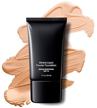 Jolie Mineral Liquid Powder Foundation SPF 15, 1 onza líquida, hipoalergénica, para todo tipo de piel (beige pálido)