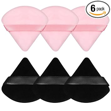 Pimoys Powder Puffs, paquete de 6 esponjas de maquillaje triangulares de