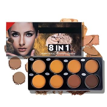Paleta de maquillaje Ttimming de 8 colores mate, paleta de contorno de polvo, paleta de maquillaje de contorno y resaltado de cosméticos en polvo, contorno y bronceador, ligero a medio, vegano y libre de crueldad animal
