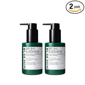 SOME BY MI Bye Bye Blackhead 30 Days Miracle Green Tea Tox Bubble Cleanser Duo Set 4.23 oz x2 - Espuma limpiadora profunda de poros para puntos negros y sebo - Cuidado de la piel coreano