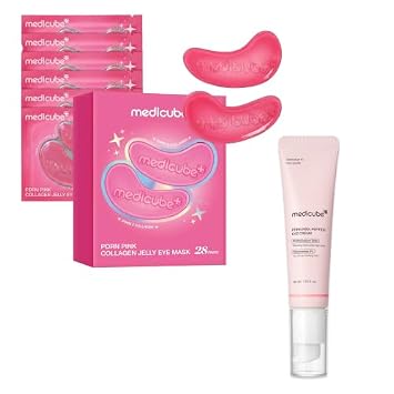 medicube PDRN Pink Daily Eye Duo: 28 pares de parches para ojos PDRN y suero para ojos | Set reafirmante, hidratante y cuidado de los ojos para ojos hinchados y cansados | Cuidado de la piel coreano