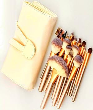 Juego de brochas de maquillaje, 24 piezas de brochas de maquillaje profesionales, brochas para cosméticos, base, corrector, polvo, cara, ojos, maquillaje, champaña