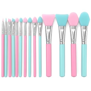 JJUNW 14 piezas de cepillo de resina, kit aplicador de cepillo de silicona para maquillaje