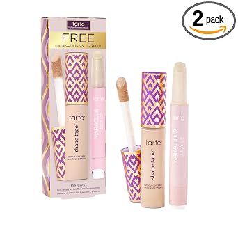 tarte icons shape tape concealer & maracuja juicy lip duo – Full Coverage Concealer for Dark Circles & Fine Lines with Hydrating Nourishing Lip Gloss Balm, Vegan & Cruelty Free