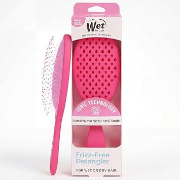 Wet Brush Cepillo desenredante sin encrespamiento con tecnología iónica, rosa, proporciona control de encrespamiento, reduce la estática y suaviza todo tipo de cabello, mejor para cabello seco, hecho para mujeres, hombres y niños