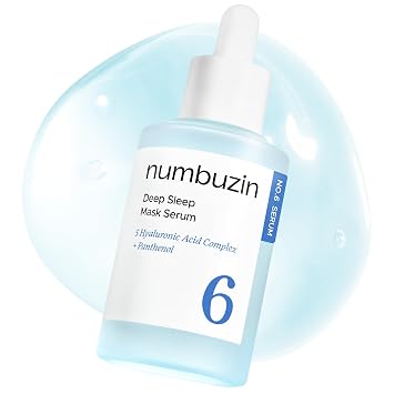 numbuzin No.6 - Suero de ácido hialurónico para dormir profundo, agua glaciar de Islandia para hidratación profunda con ácido hialurónico y niacinamida, ligero, cuidado de la piel coreana para piel seca, 1.69 onzas líquidas