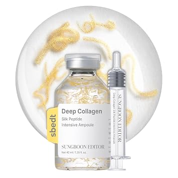 SUNGBOON EDITOR Glow - Ampolla intensiva de péptidos de seda, suero de péptidos de cobre para la cara con colágeno y péptidos múltiples, suero facial hidratante coreano para el cuidado de la piel para una piel de aspecto suave, 1.35 onzas líquidas