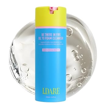 I.DARE Be There In Five Limpiador de aceite a espuma, lavado facial coreano de doble limpieza, removedor de maquillaje, limpiador suave para pieles sensibles, grasas, secas, limpiador en gel, sin